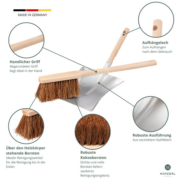Kehrschaufel und Kokos Handfeger Langer Stiel